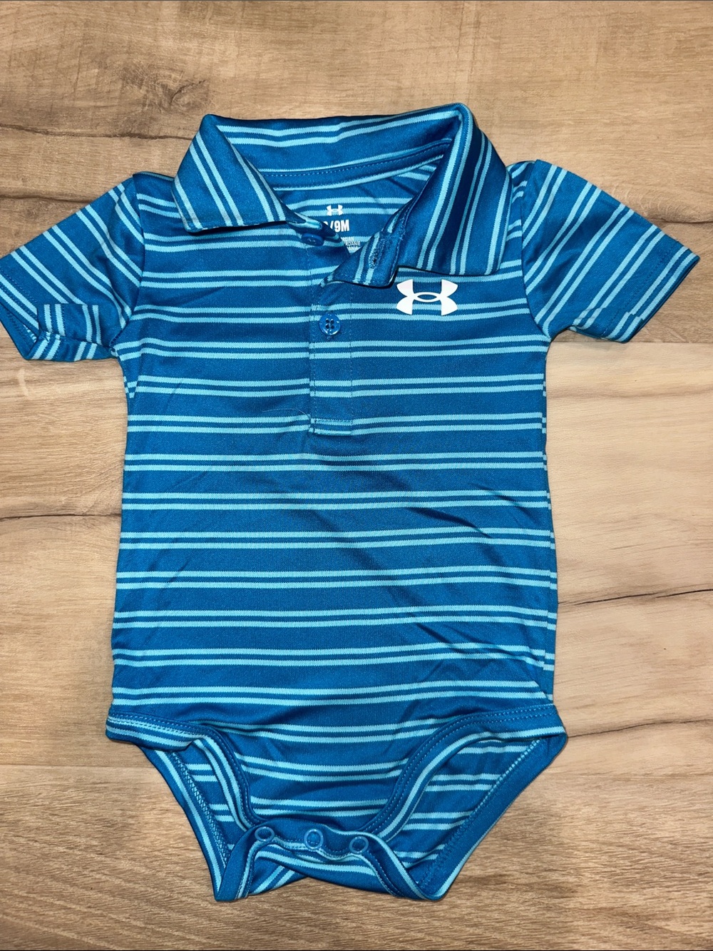 Under Armour Blue and Teal Striped Polo Onesie